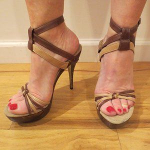 LAST CHANCE NNB Old School Vintage Wooden Platform Double Ankle Strap Sandals